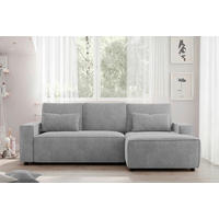 ECKSCHLAFSOFA in Chenille Silberfarben  - Silberfarben/Schwarz, MODERN, Kunststoff/Textil (247/154cm) - Livetastic