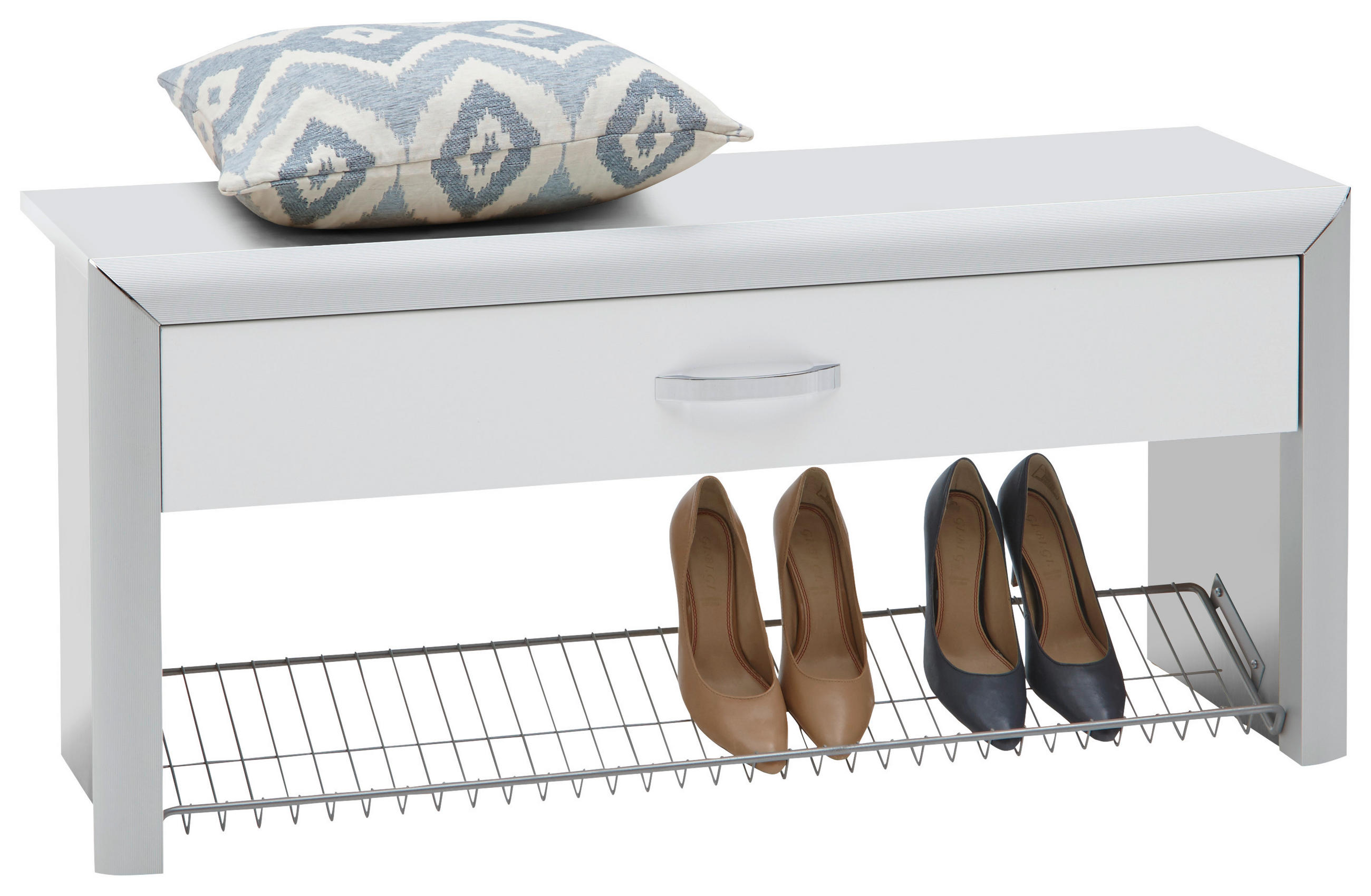 GARDEROBENBANK  in 109/50/35 cm  - Chromfarben/Alufarben, Design, Holzwerkstoff/Metall (109/50/35cm) - Dieter Knoll