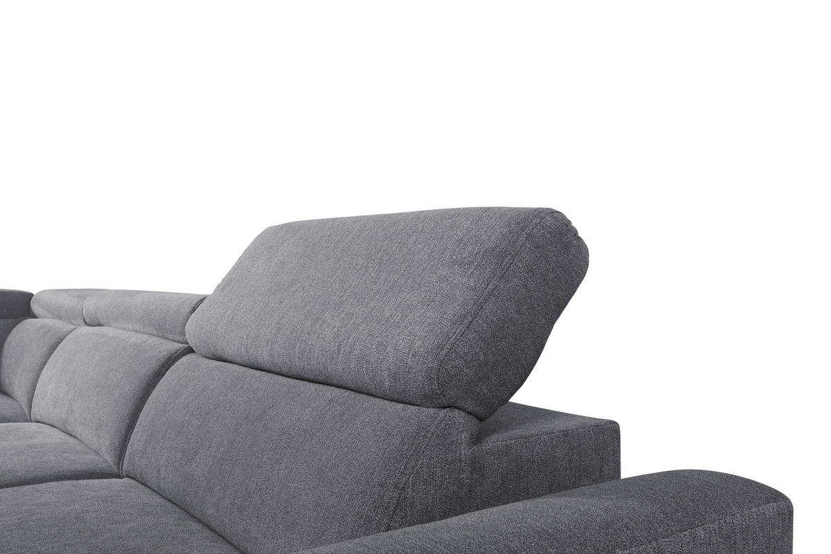 ECKSOFA in Velours Dunkelgrau  - Dunkelgrau/Schwarz, Konventionell, Textil/Metall (217/255cm) - MID.YOU