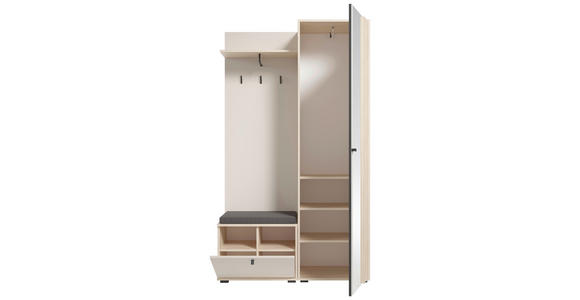GARDEROBE 5-teilig in 114/197/40 cm - Kaschmir/Eichefarben, Design, Glas/Holzwerkstoff (114/197/40cm) - Xora