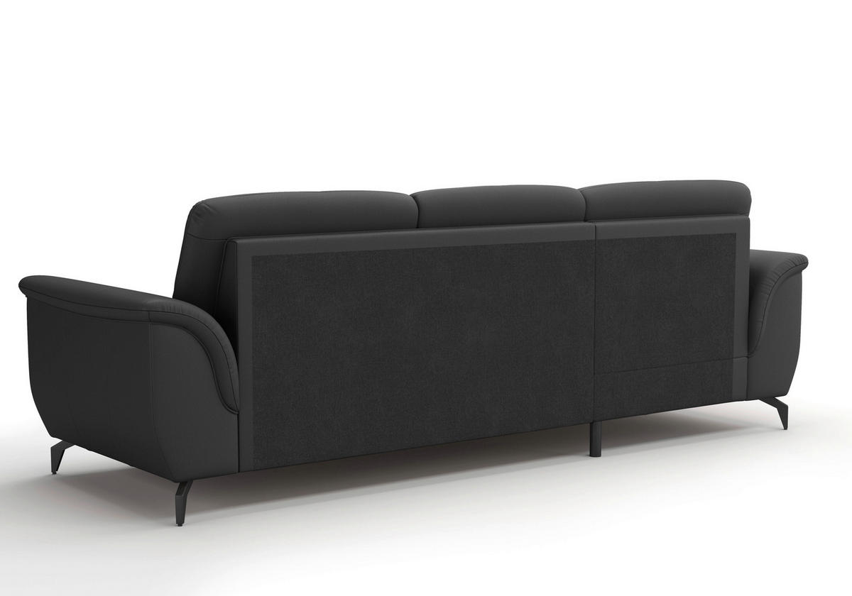 ECKSOFA ZORA E Schwarz Kombination Echtleder/Stoff Vliesstoff  - Schwarz, MODERN, Leder/Textil (164/262cm) - Sit & More