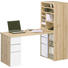 Kompakt Büro Buchefarben, Weiß - Buchefarben/Weiß, KONVENTIONELL, Glas (65/150/170cm)