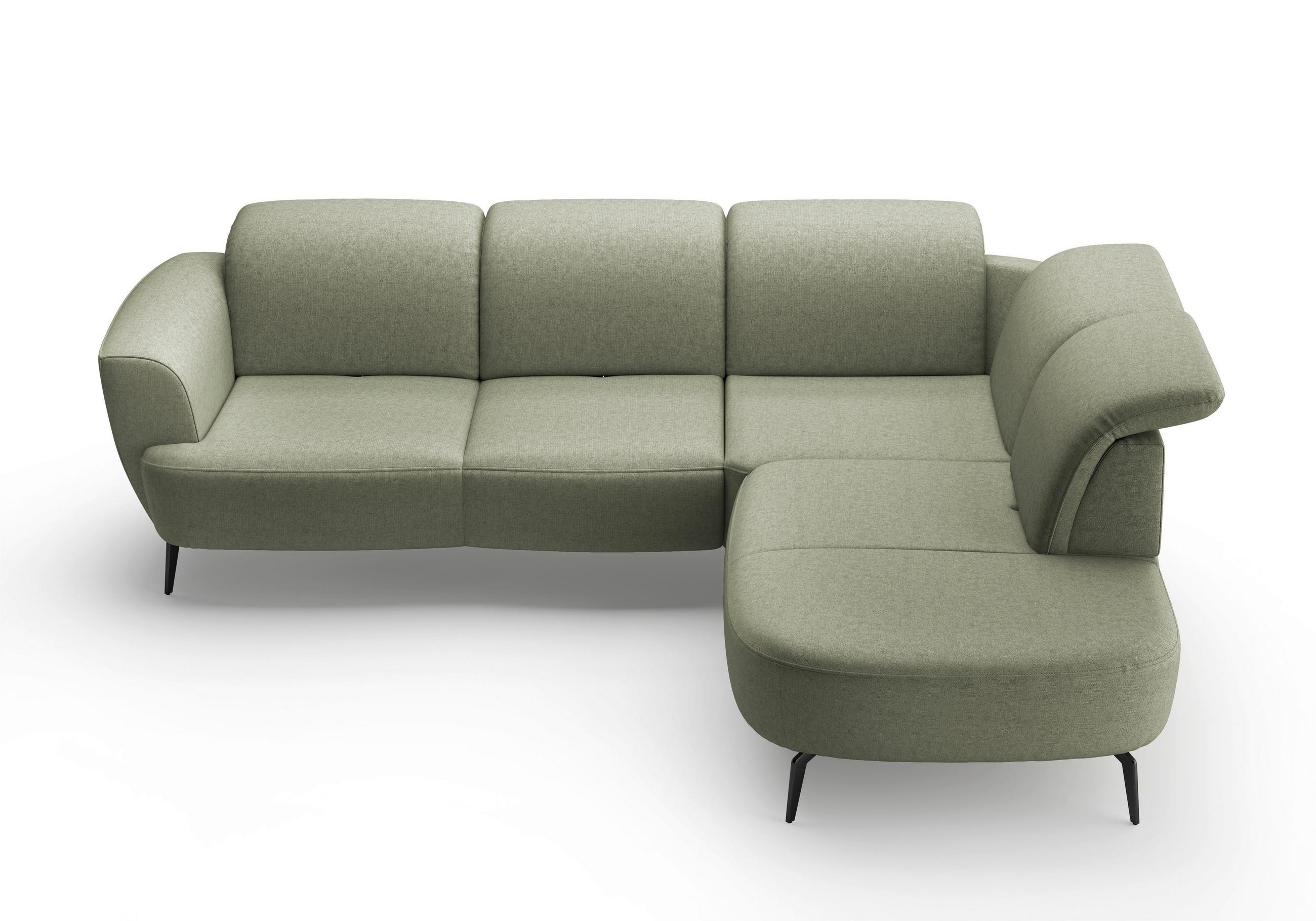 ECKSOFA in Flachgewebe Olivgrün 300/267 cm - Schwarz/Olivgrün, KONVENTIONELL, Textil/Metall (300/267cm) - Sit & More