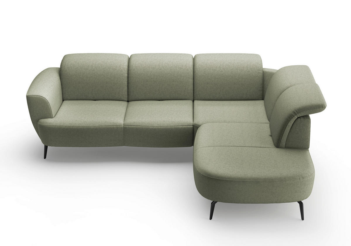 ECKSOFA in Flachgewebe Olivgrün  300/267 cm  - Schwarz/Olivgrün, KONVENTIONELL, Textil/Metall (300/267cm) - Sit & More
