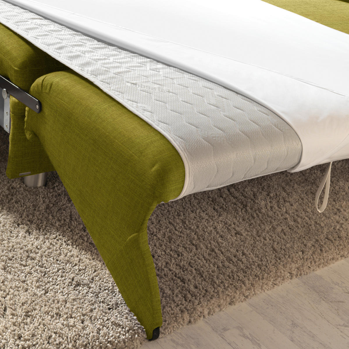 ECKSOFA in Chenille Grün  227/208 cm  - Alufarben/Grün, KONVENTIONELL, Textil/Metall (227/208cm) - Sedda