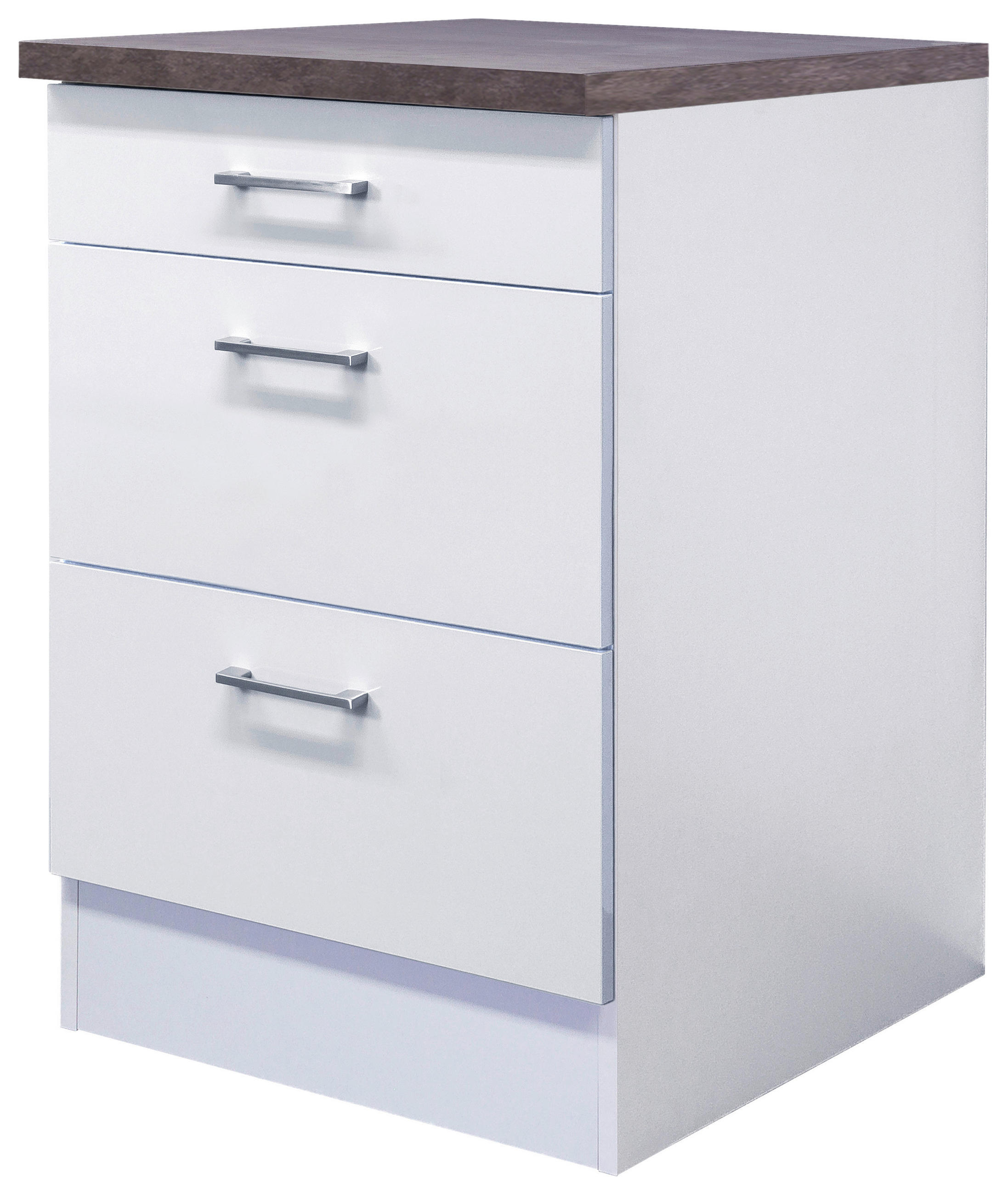 SCHUBKASTENUNTERSCHRANK 60/84,9/60 cm in Weiß - Graubraun/Alufarben, KONVENTIONELL, Holzwerkstoff/Kunststoff (60/84,9/60cm) - FlexWell