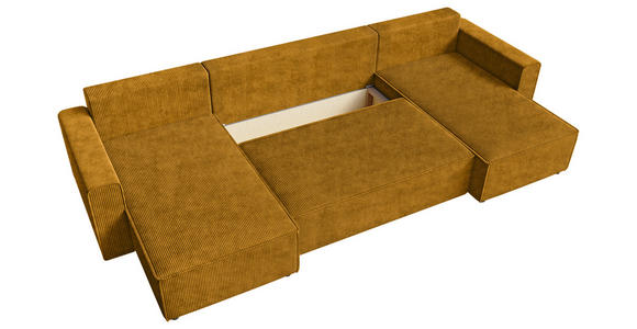 WOHNLANDSCHAFT Currygelb Cord  - Currygelb/Schwarz, KONVENTIONELL, Kunststoff/Textil (140/305/140cm) - Carryhome