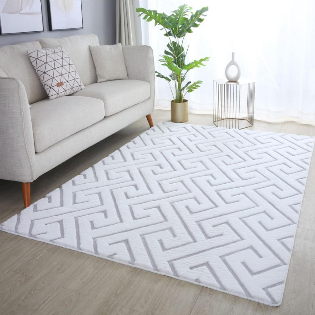 Thumbnail - Novel Flachwebeteppich Vision, Weiß, Hellgrau, Textil, Struktur, rechteckig, 140x200 cm, Oeko-Tex® Standard 100, pflegel...