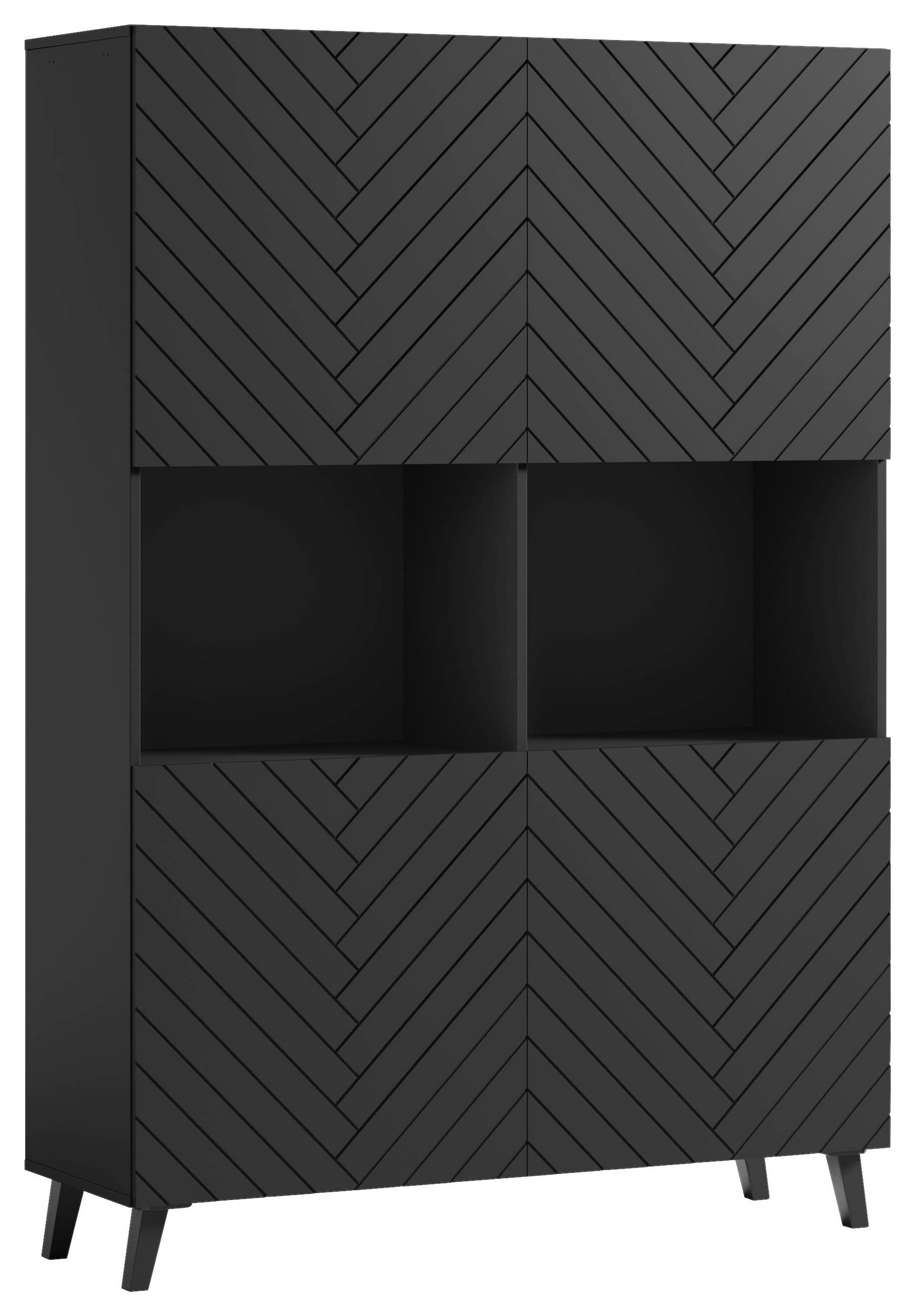 VISOKA KOMODA, črna  - črna, Design, umetna masa/leseni material (120/172/39,1cm) - Livetastic