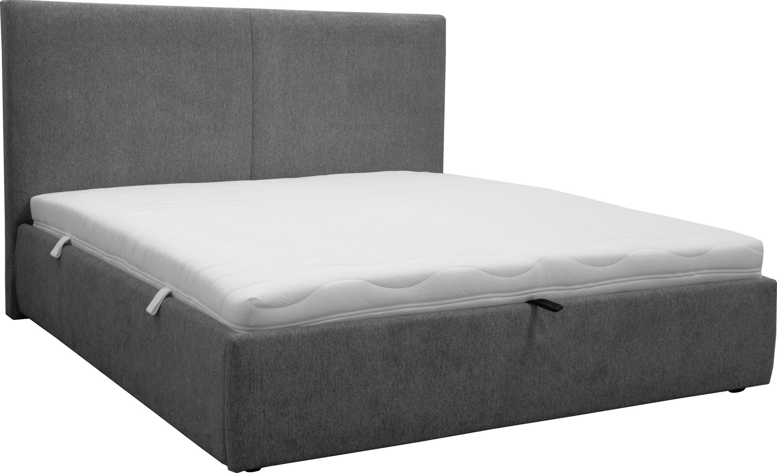 KÁRPITOZOTT ÁGY 180/200 cm  szürke  - fekete/szürke, Basics, műanyag/textil (180/200cm) - Ti'me