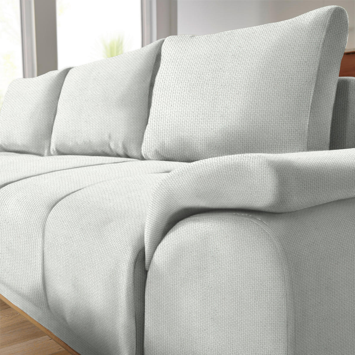 ECKSOFA in Struktur Grauweiß  - Grauweiß/Schwarz, MODERN, Textil/Metall (168/262cm) - home24