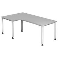 ECKSCHREIBTISCH 200/120/68-76 cm  in Grau, Silberfarben  - Silberfarben/Grau, KONVENTIONELL, Holzwerkstoff/Metall (200/120/68-76cm) - Venda
