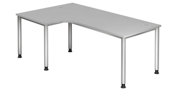 ECKSCHREIBTISCH 200/120/68-76 cm  in Grau, Silberfarben  - Silberfarben/Grau, KONVENTIONELL, Holzwerkstoff/Metall (200/120/68-76cm) - Venda