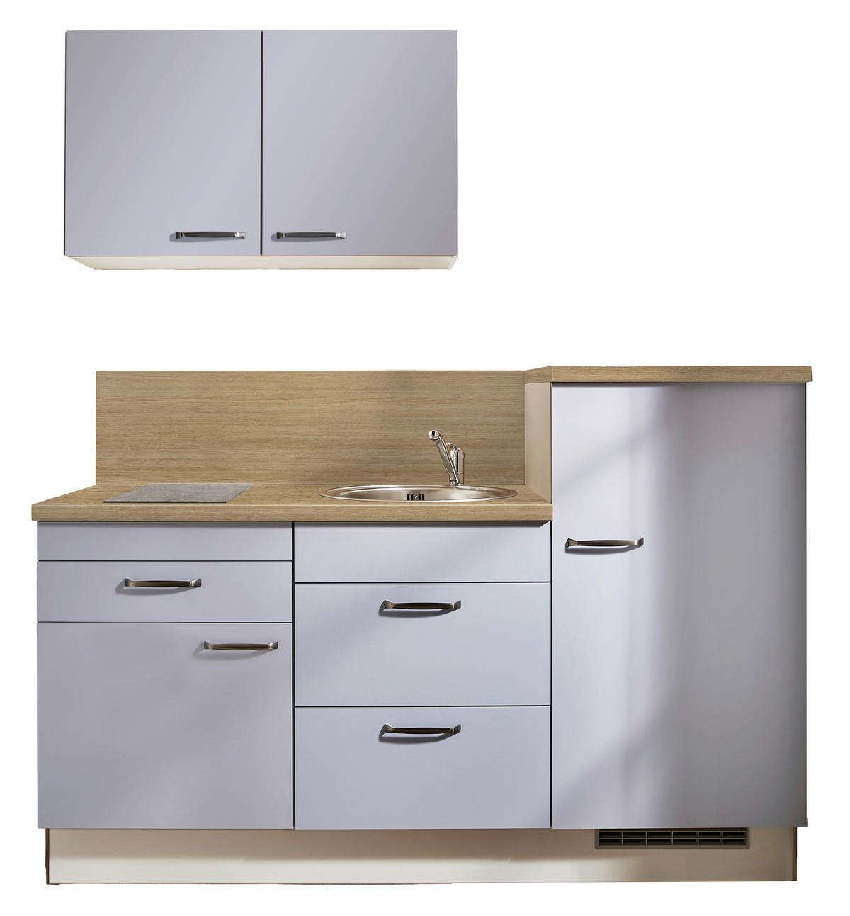 KÜCHENBLOCK 180 cm   in Hellgrau, Pastellblau  - Pastellblau/Eichefarben, Design, Holzwerkstoff/Metall (180cm) - Pino