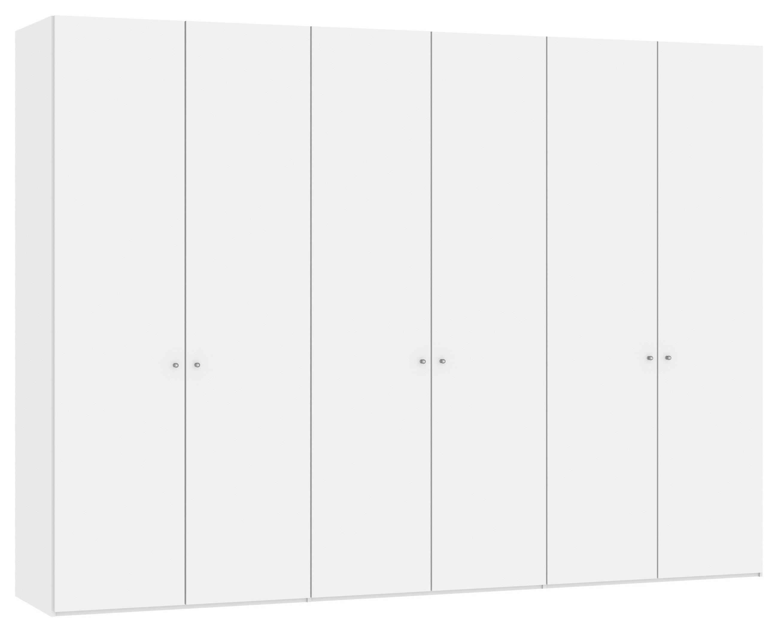 DREHTÜRENSCHRANK 303/220/59 cm 6-türig Weiß  - Silberfarben/Weiß, Design, Glas/Holzwerkstoff (303/220/59cm) - Jutzler