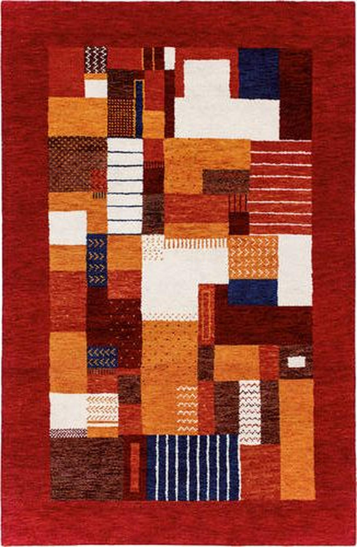 WOLLTEPPICH 250/350 cm Blau, Orange, Rot, Weiß  - Blau/Rot, KONVENTIONELL, Naturmaterialien/Textil (250/350cm) - Cazaris