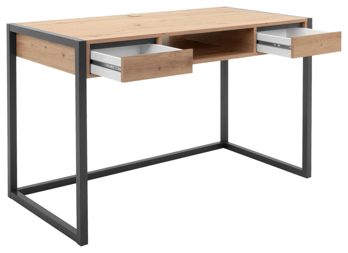 SCHREIBTISCH 120/60/75 cm  in Eichefarben  - Eichefarben/Anthrazit, KONVENTIONELL, Holzwerkstoff (120/60/75cm) - MID.YOU