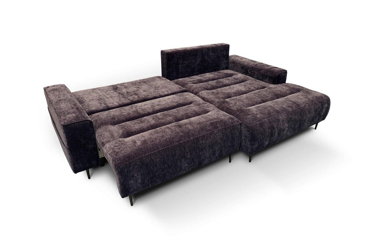 ECKSOFA PABLO Brombeere Struktur Rückenkissen, Bettkasten  - Brombeere/Schwarz, Design, Holz/Textil (260/160cm) - MID.YOU