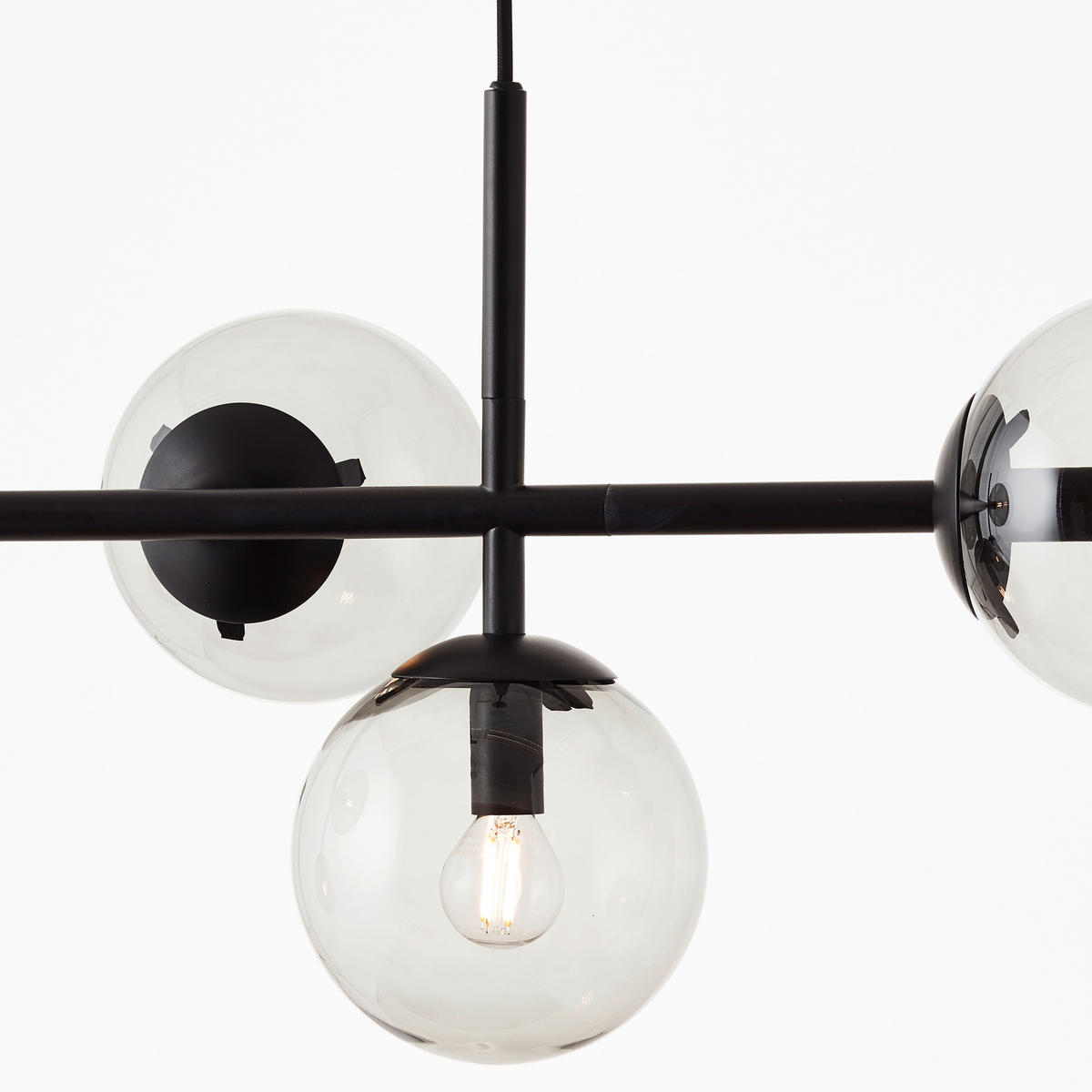 HÄNGELEUCHTE 93,3/34,5/147,5 cm  - Schwarz/Grau, Design, Glas/Metall (93,3/34,5/147,5cm) - Brilliant