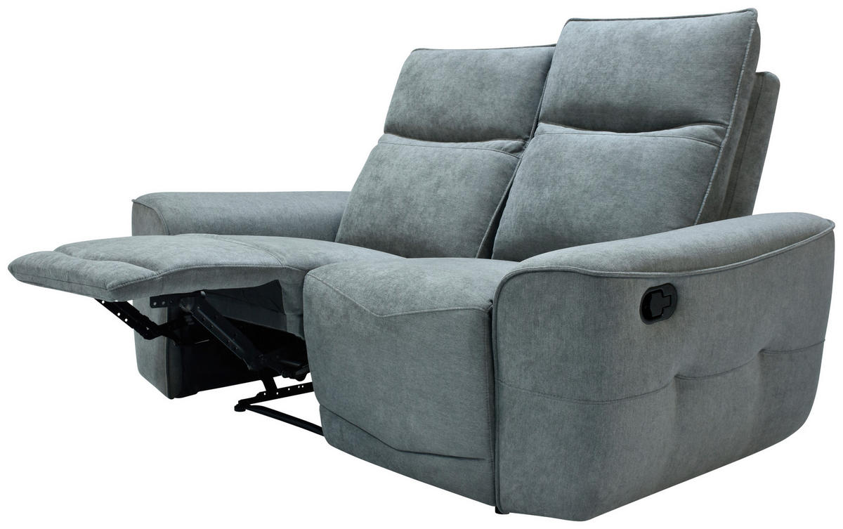 KÉTÜLÉSES KANAPÉ fém, műanyag, textil, faalapú anyag szürke  - fekete/szürke, Konventionell, műanyag/faalapú anyag (170cm) - Celina Home