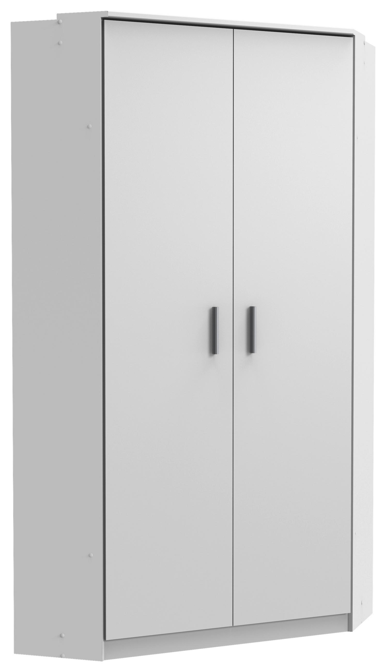 ECKKLEIDERSCHRANK Weiß 2 Tür(en)  - Alufarben/Weiß, KONVENTIONELL, Holzwerkstoff/Kunststoff (95/199/95cm) - Boxxx
