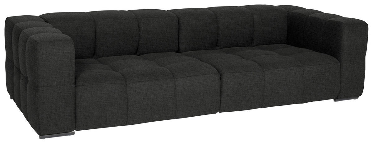 BIGSOFA  in Flachgewebe, Leinenoptik Anthrazit  - Anthrazit/Schwarz, Design, Textil/Metall (262/66/113cm) - Belluti
