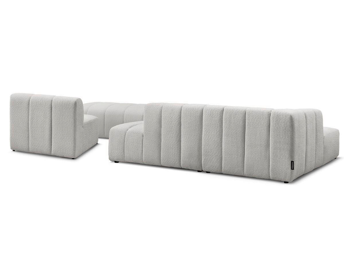 ECKSOFA Ottomane links  ANNECY Hellgrau Bouclé  - Hellgrau/Schwarz, MODERN, Kunststoff/Textil (170/262cm)