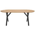ESSTISCH Eiche massiv oval Eichefarben  - Eichefarben/Schwarz, Design, Holz/Metall (200/100/76cm) - Linea Natura