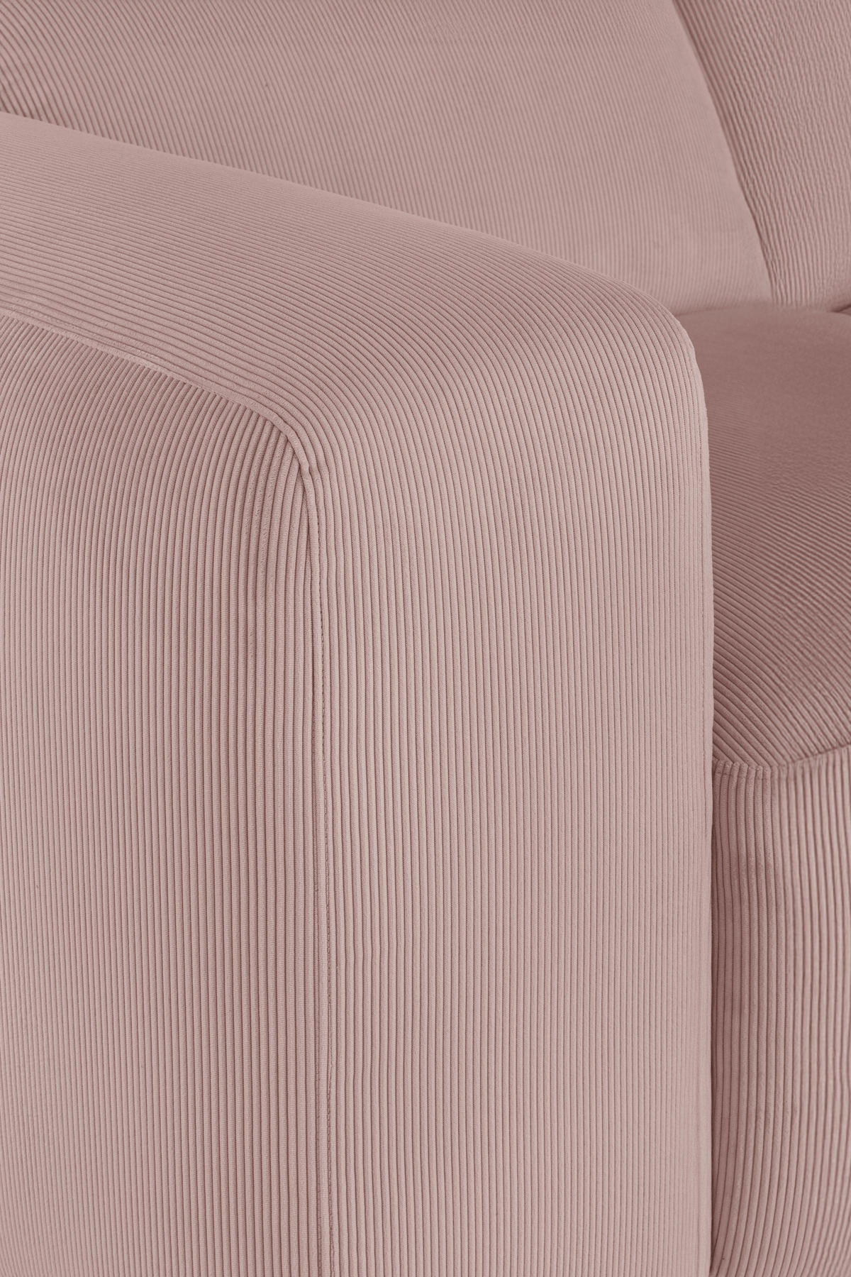 ECKSOFA in Cord Rosa  - Schwarz/Rosa, Design, Kunststoff/Textil (304/200cm) - MID.YOU