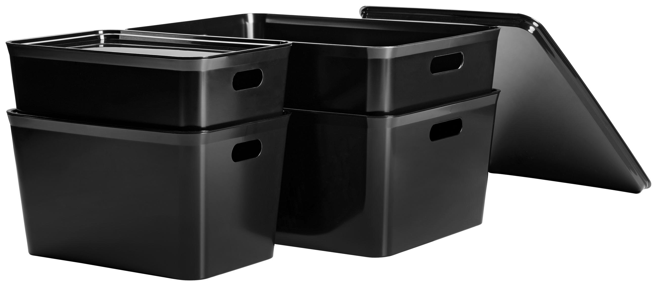 AUFBEWAHRUNGSBOXEN-SET  - Schwarz, Basics, Kunststoff - Homeware