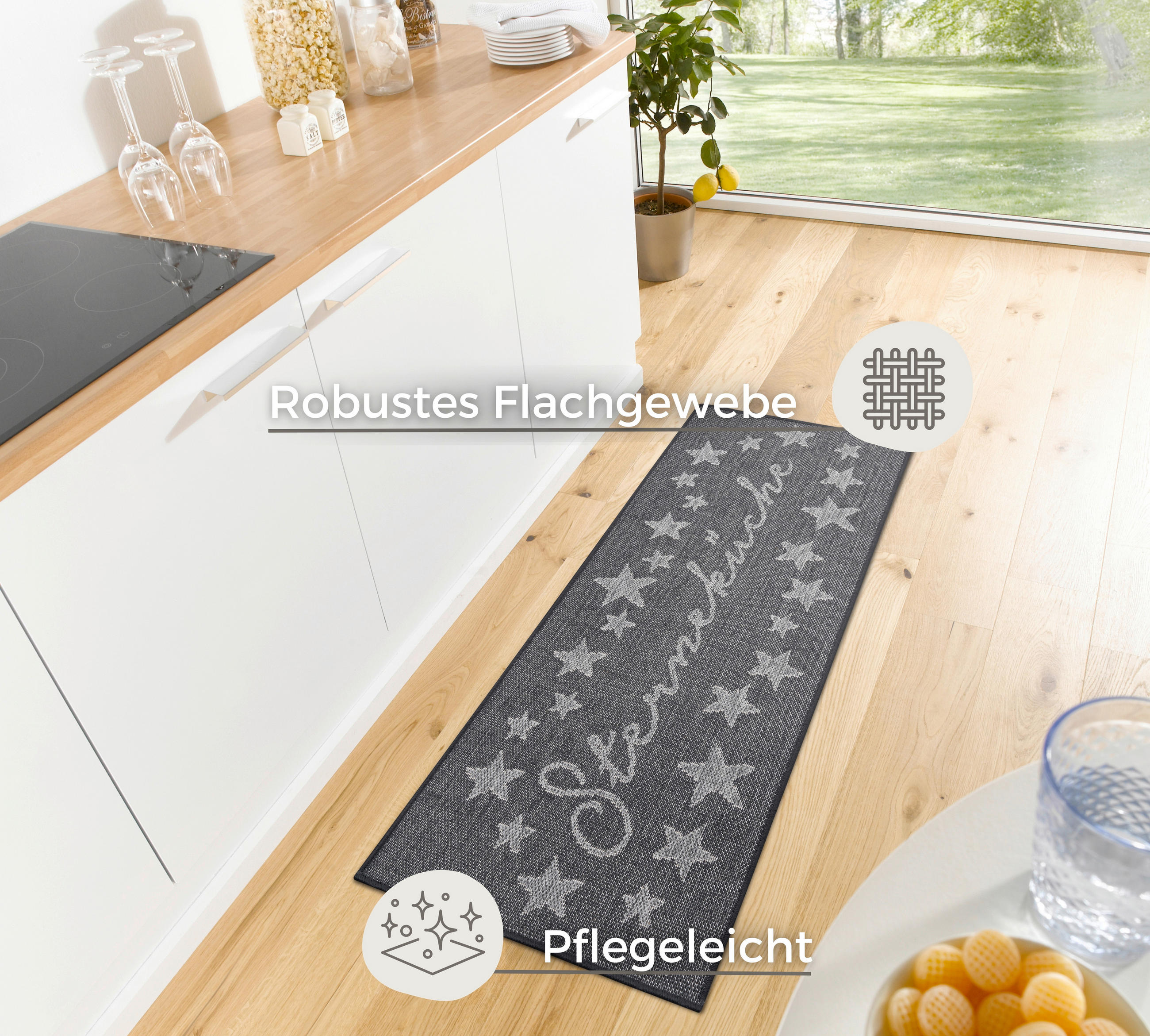 Küchenläufer (rechteckig: ca. 62/150 cm Cucina Schwarz  - Schwarz, Design, Kunststoff (62/150cm)