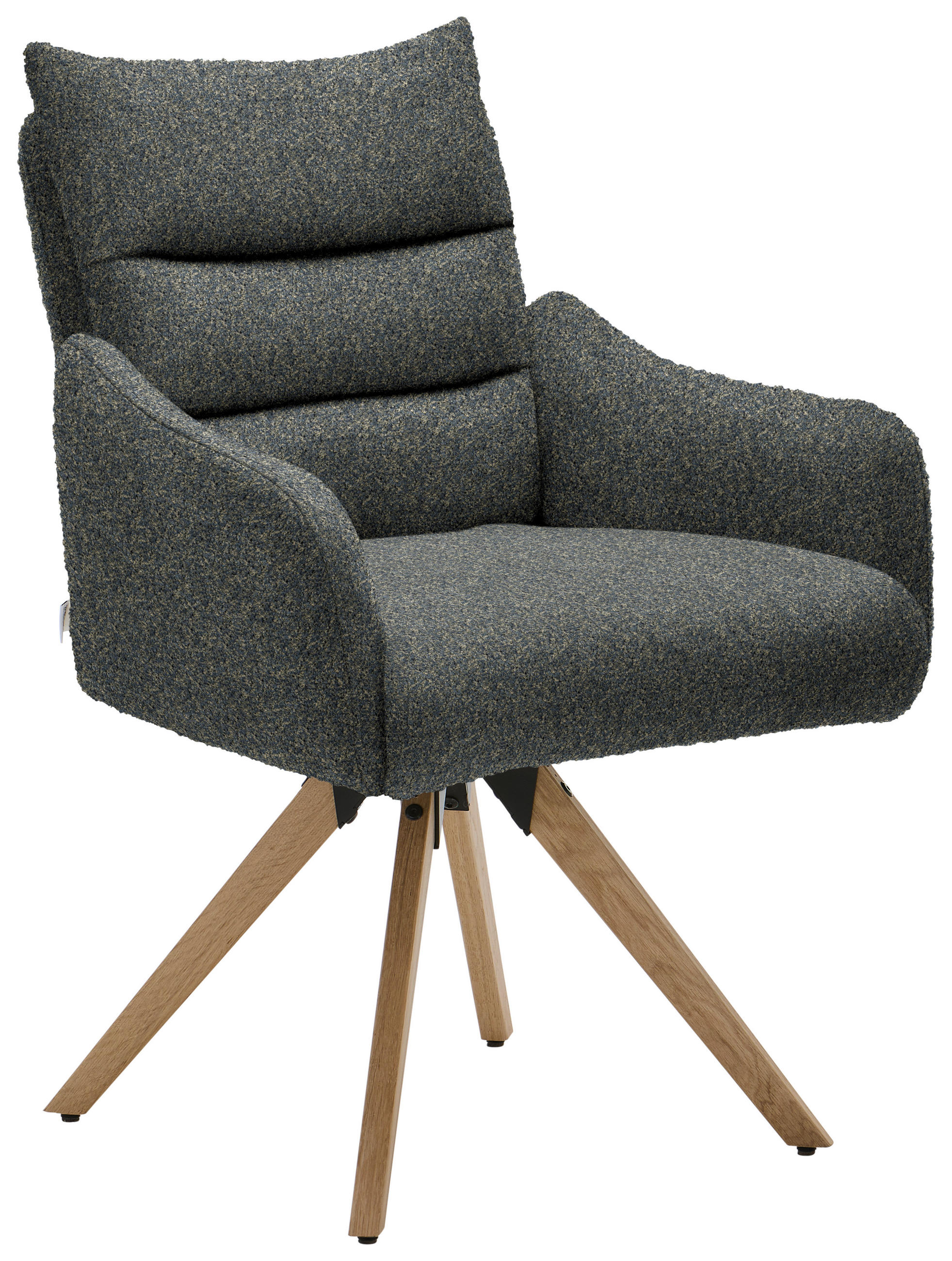 ARMLEHNSTUHL  Beinauswahl, Lederauswahl, Stoffauswahl, Gestellauswahl, Sitzfläche 180° drehbar, automatische Rückholfunktion Chenille  Graugrün  - Eichefarben/Graugrün, Design, Holz/Textil (62/86/68cm) - Welnova