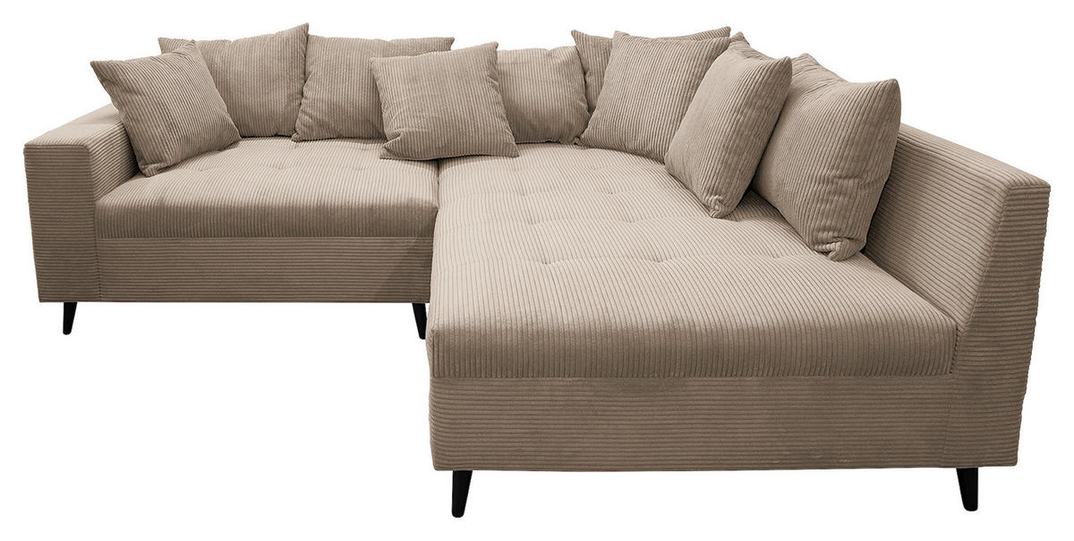 KUTNA GARNITURA tekstil  svijetlo smeđa   - svijetlo smeđa/crna, Design, tekstil/drvo (247/174cm) - MID.YOU