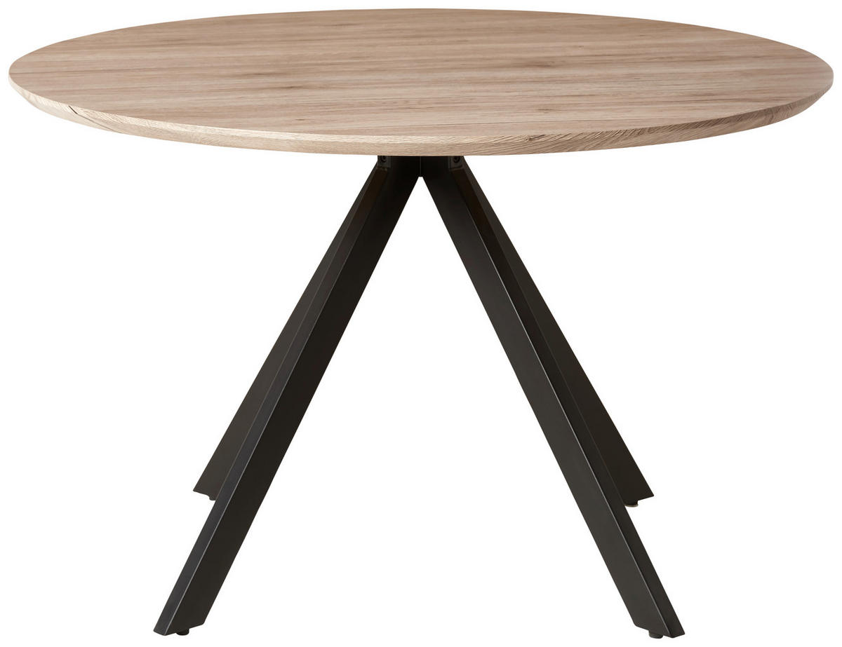 ESSTISCH in Metall, Holzwerkstoff  - Schwarz/Naturfarben, LIFESTYLE, Holzwerkstoff/Metall (120/76/120cm) - Livetastic