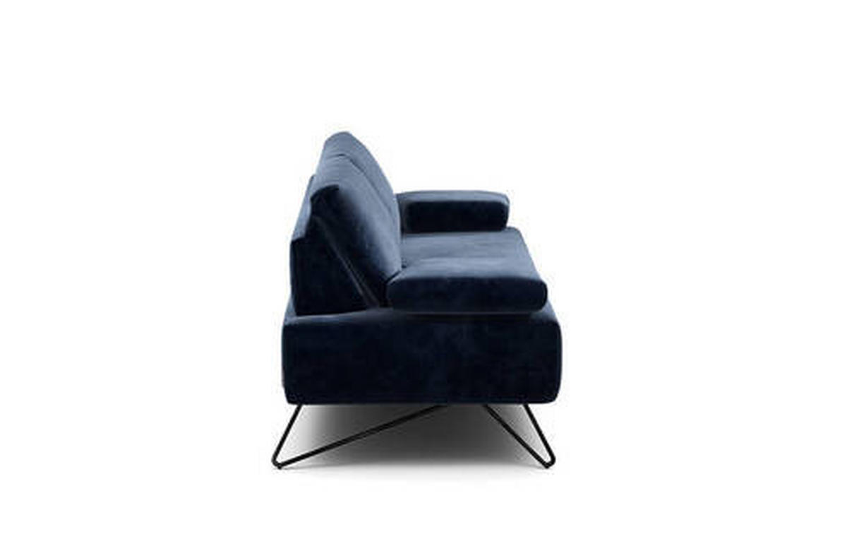 2-SITZER-SOFA in Samt Dunkelblau  - Schwarz/Dunkelblau, Design, Textil/Metall (164-194/85/86-94cm) - SENSOO