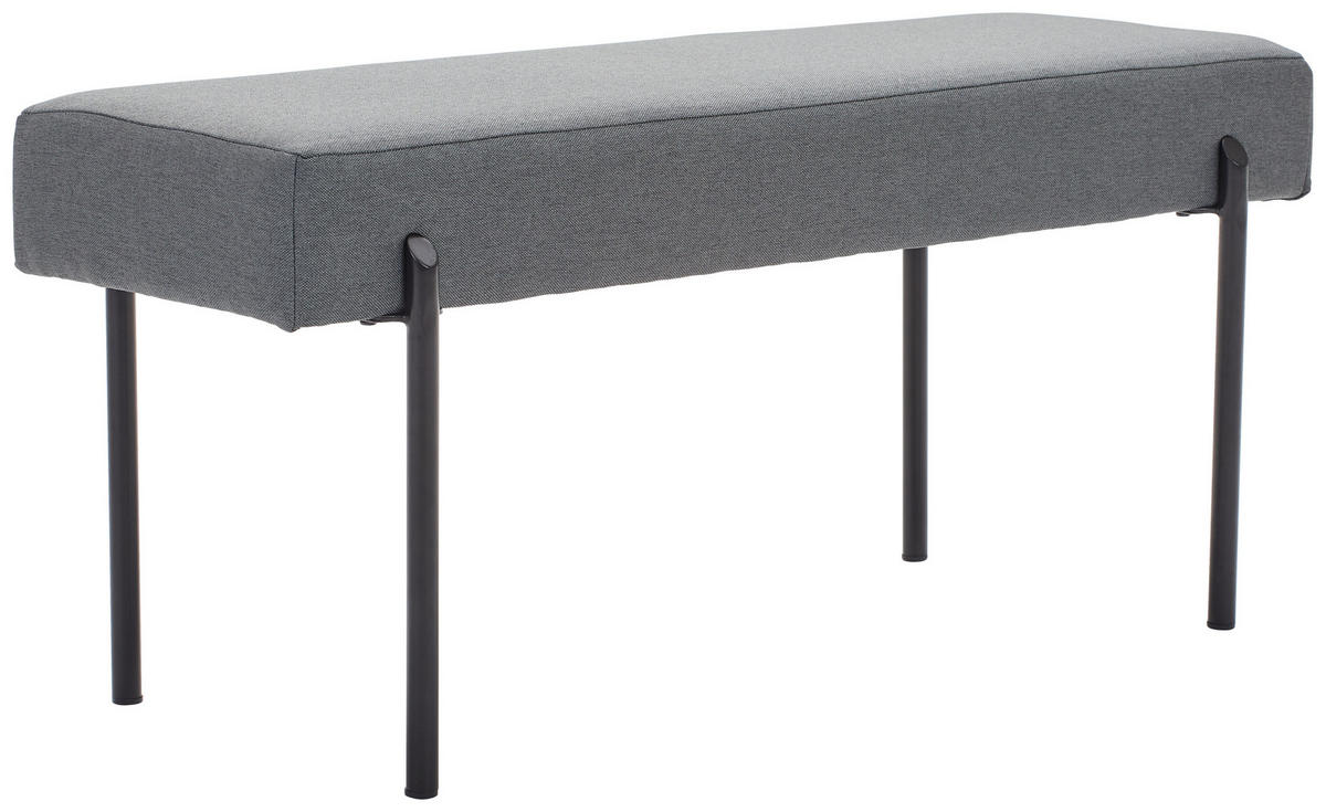 HOCKERBANK in Metall, Textil Grau  - Schwarz/Grau, MODERN, Textil/Metall (100/45/35cm) - Novel