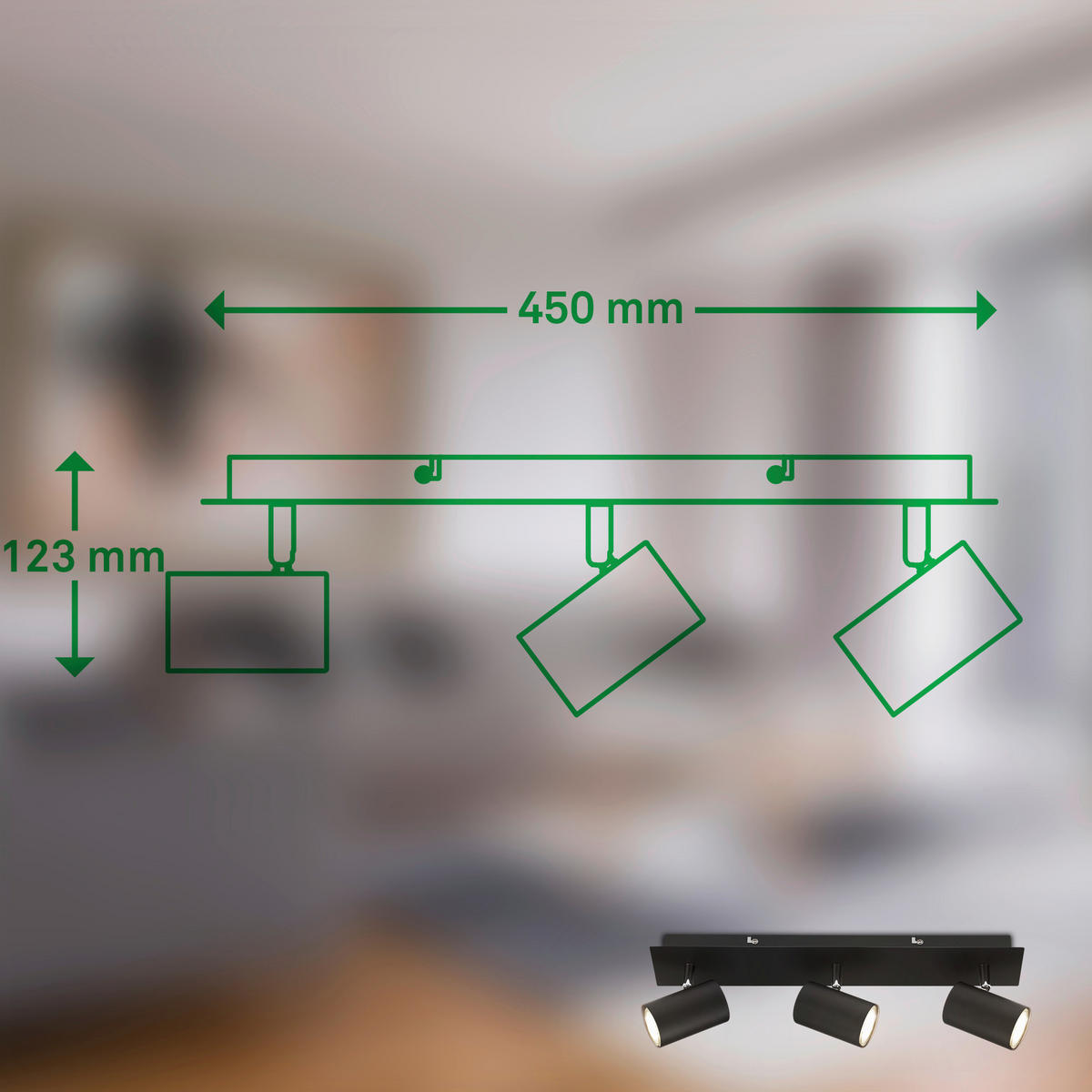 LED-STRAHLER Isil A 45/8/12,3 cm   - Schwarz, Basics, Metall (45/8/12,3cm) - Briloner