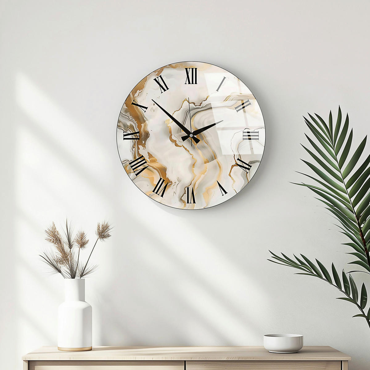 WANDUHR Weiß, Goldfarben 40/40/0,4 cm  - Goldfarben/Weiß, LIFESTYLE, Glas (40/40/0,4cm)