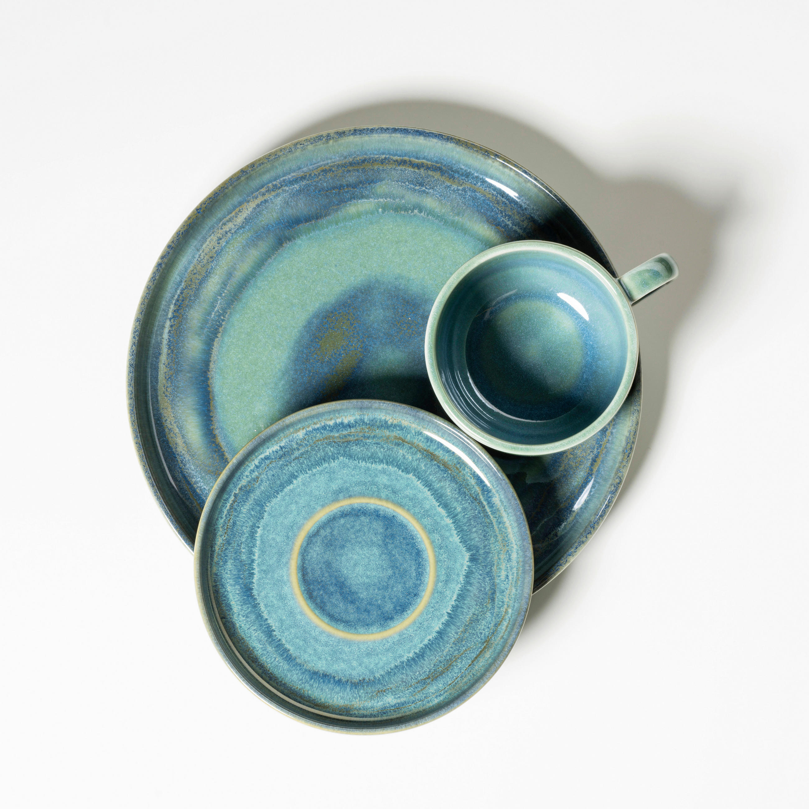 KAFFEESERVICE TIEFER SEE 12-teilig  - Blau/Grün, Basics, Keramik - Gipfelstück