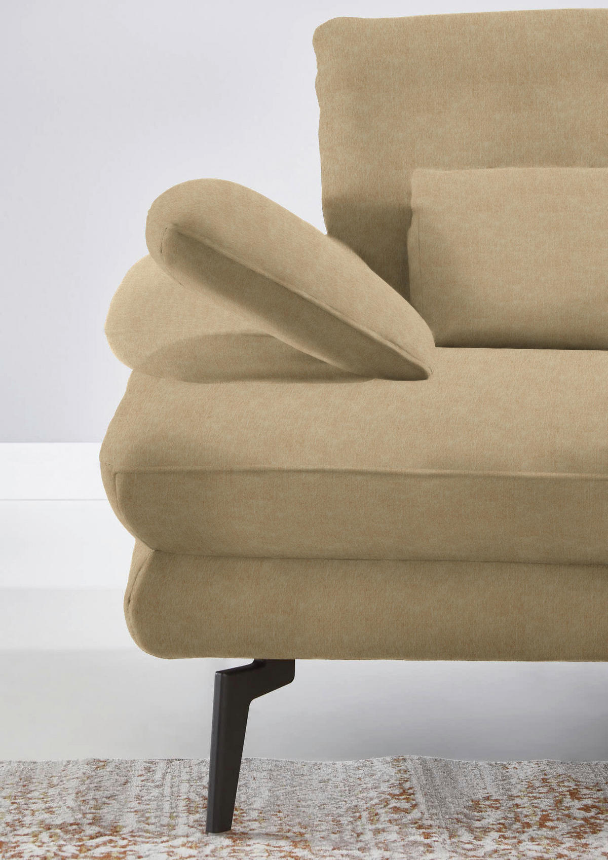 ECKSOFA in Velours Cappuccino  - Schwarz/Cappuccino, Design, Textil/Metall (310/180cm) - Dieter Knoll