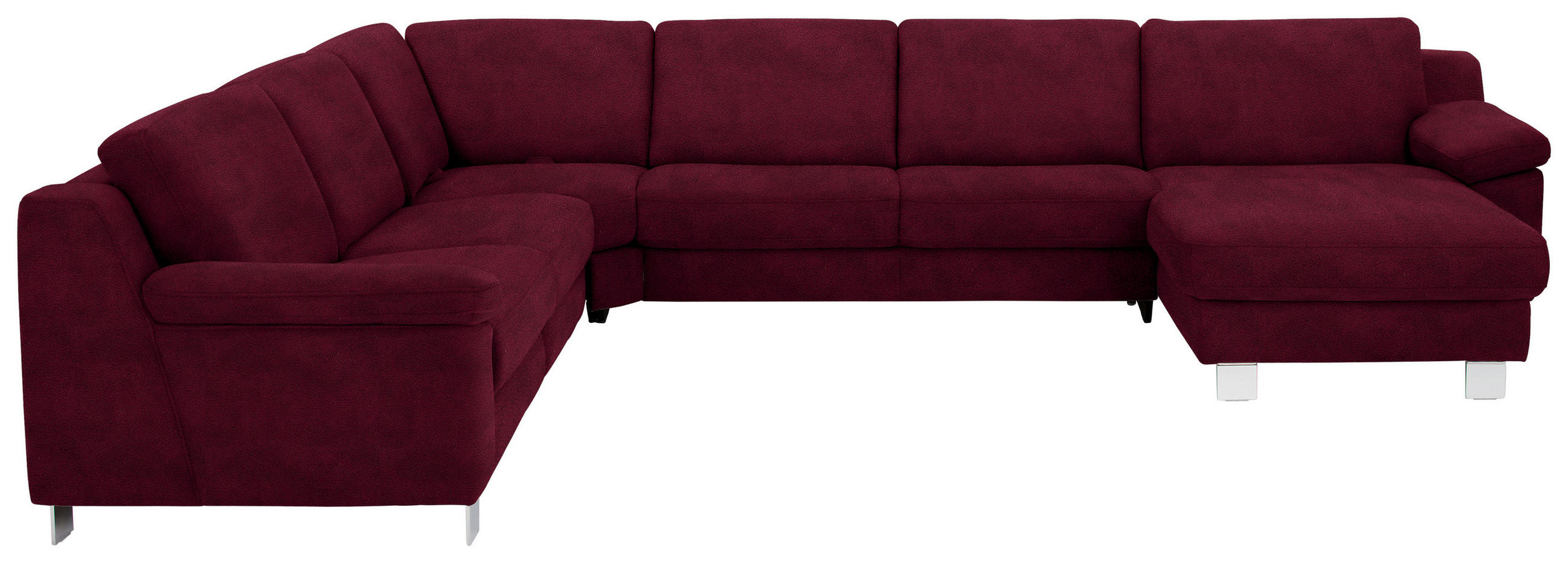 WOHNLANDSCHAFT in Mikrofaser Bordeaux  - Chromfarben/Bordeaux, Design, Textil/Metall (278/364/166cm) - Valdera