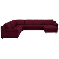 WOHNLANDSCHAFT in Mikrofaser Bordeaux  - Chromfarben/Bordeaux, Design, Textil/Metall (278/364/166cm) - Valdera