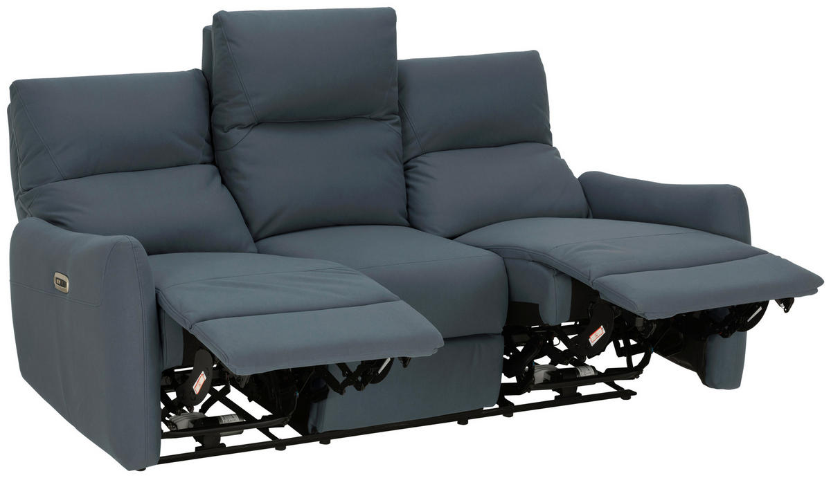 SITZGARNITUR Mikrofaser Dunkelblau  - Schwarz/Dunkelblau, KONVENTIONELL, Textil/Metall - Livetastic