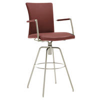 BARHOCKER Echtleder Rot Lederauswahl, Stoffauswahl, Typenauswahl, automatische Rückholfunktion  - Rot, Design, Leder/Metall (55/114/58cm) - Musterring