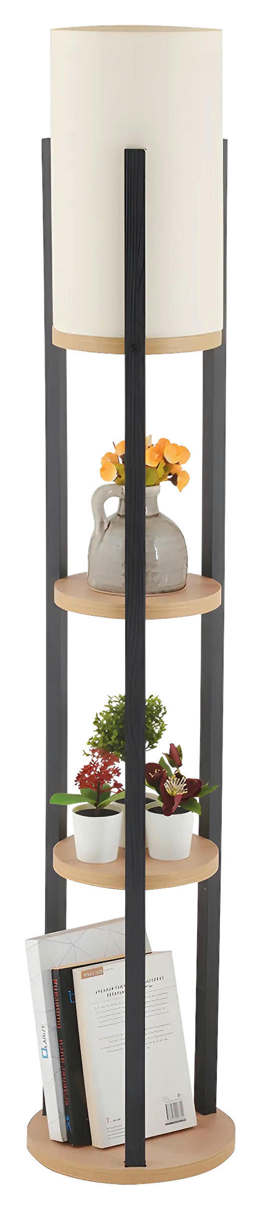 P & B Stehleuchte Natur, Schwarz 135 cm