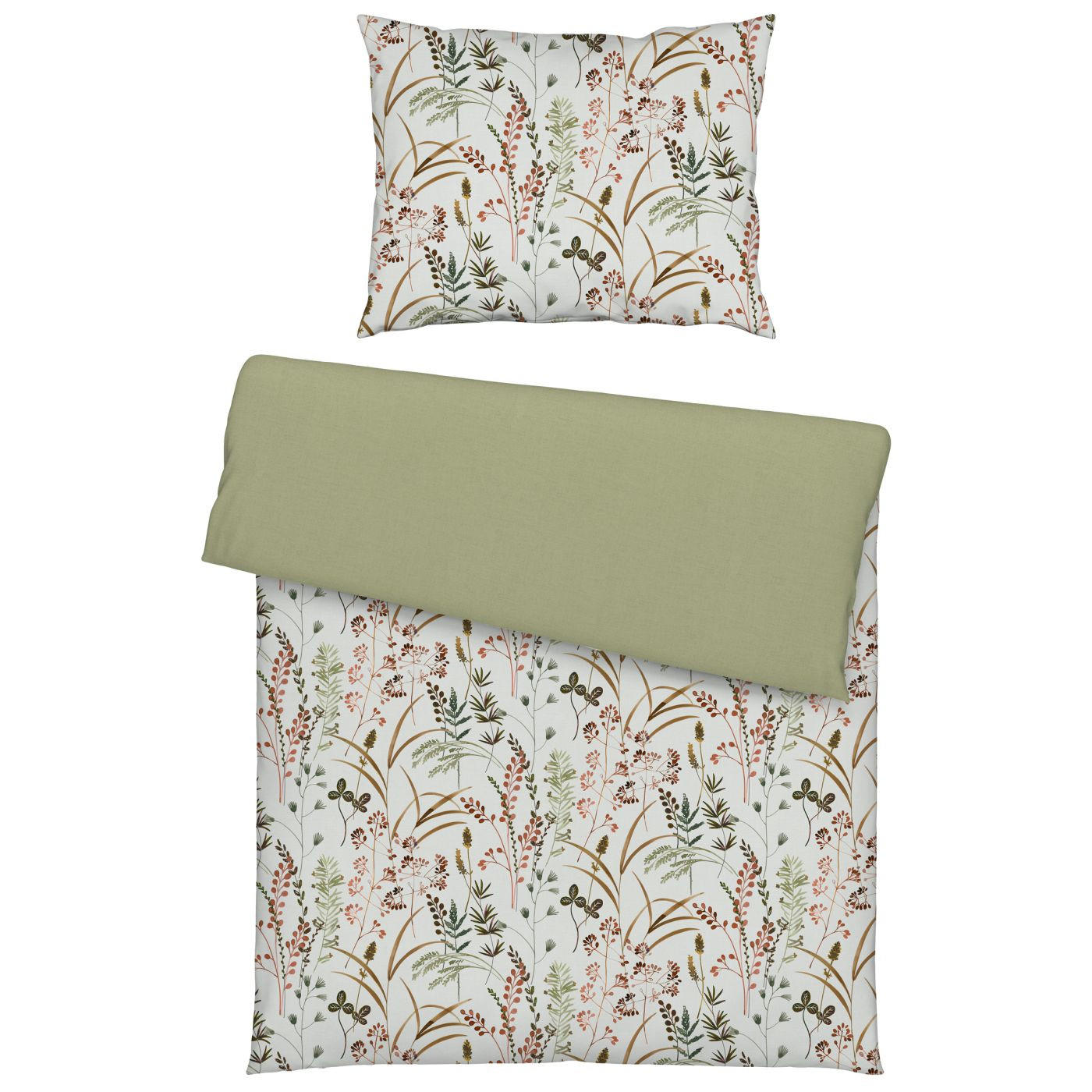 BETTWÄSCHE Natürlich Estella Makosatin 140/200 cm  - Grün, Design, Textil (140/200cm) - Estella