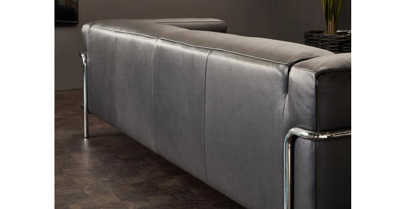 3-SITZER-SOFA Mandia in Echtleder Schwarz  - Chromfarben/Schwarz, Design, Leder/Metall (236/67/96cm) - Johann Jakob