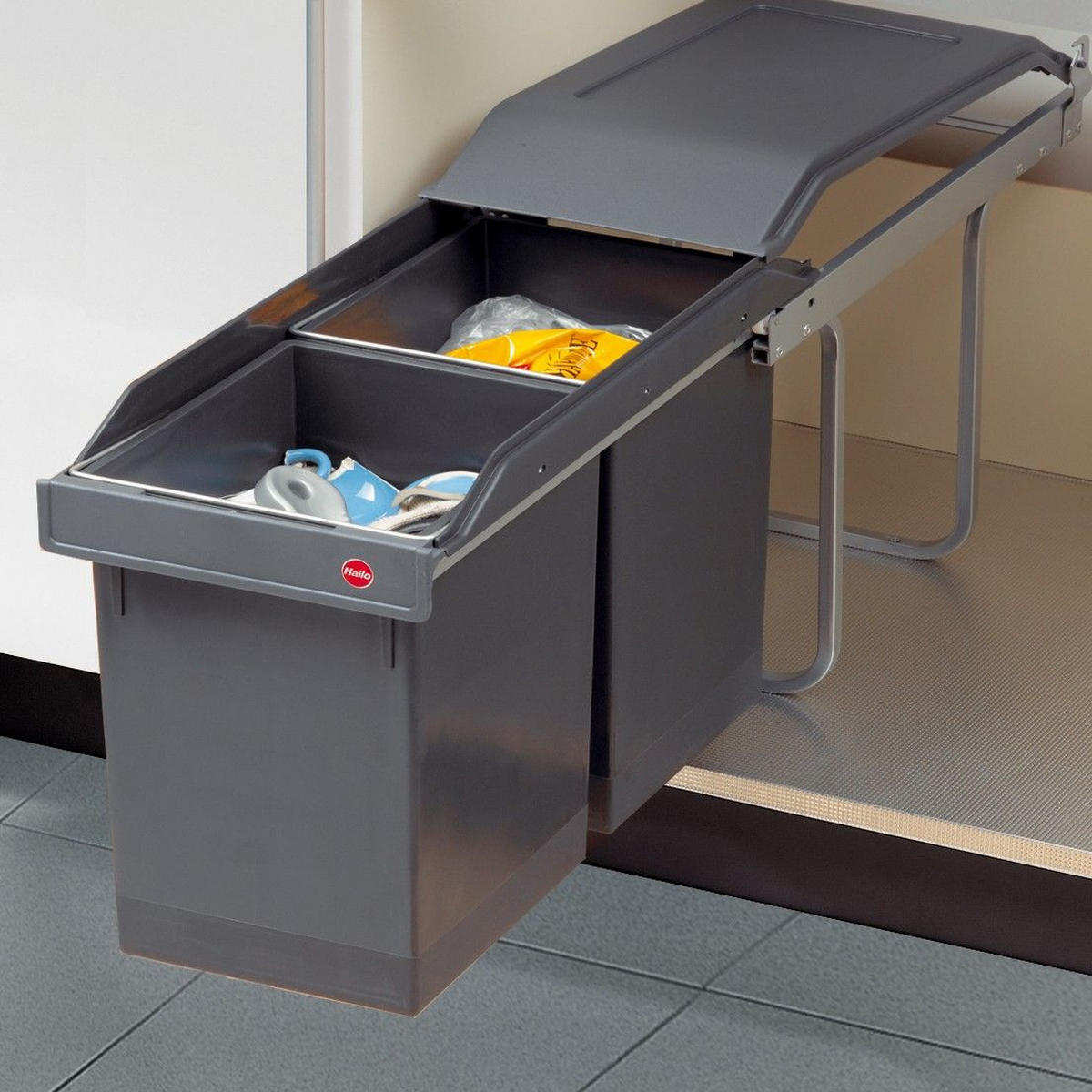 EINBAUABFALLSAMMLER 30 l  Kunststoff  - Dunkelgrau, Basics, Kunststoff (25,2/45,5/50,5cm) - HKT