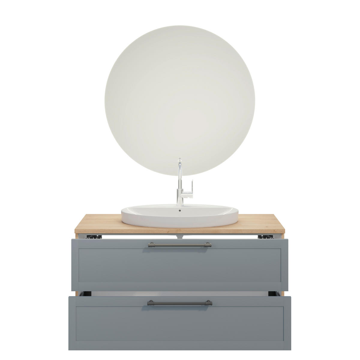 BADEZIMMER 3-teilig  in 120,3 cm  - Edelstahlfarben/Eichefarben, MODERN, Holzwerkstoff/Stein (120,3cm) - Celina Home