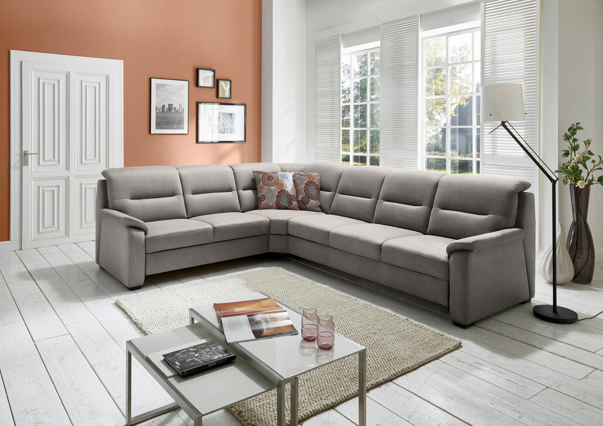 ECKSOFA in Mikrofaser Grau  - Schwarz/Grau, Design, Holz/Textil (245/303cm) - Beldomo Comfort